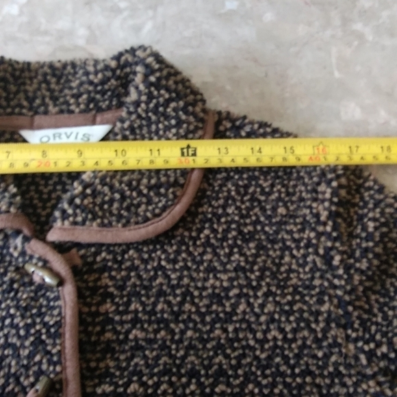 Orvis Black & Brown Chevron Berber Sherpa Toggle Button Fleece Jacket Sz M - Picture 7 of 8